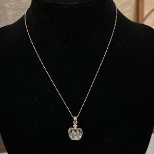 Silver Tone Crown Necklace